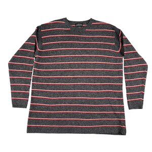 Vintage Limited 90% Lambs Wool Striped Crewneck Pullover Grey Sweater Size Large